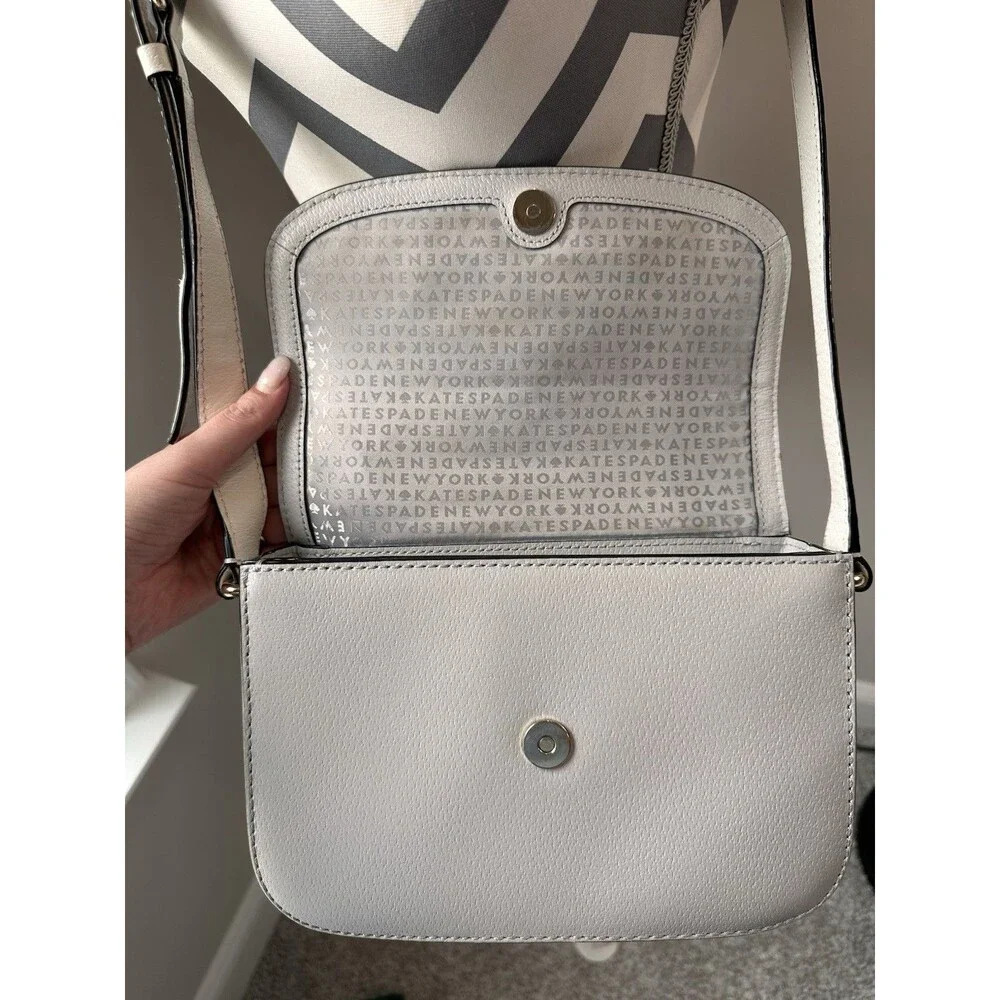Kate Spade Adelaide Grove Street Leather Crossbody Purse Cream Light Grey